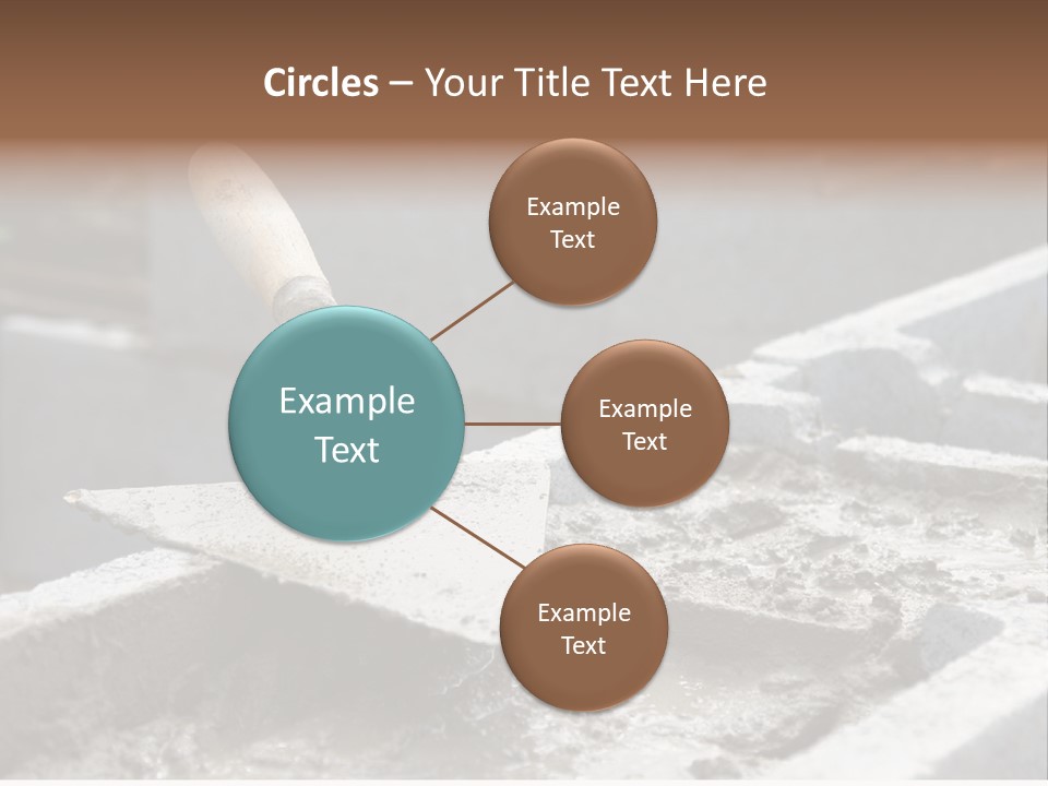 Closeup Of Mason's Trowel On Concrete Shuttering Blocks Filled With Mortar PowerPoint Template
