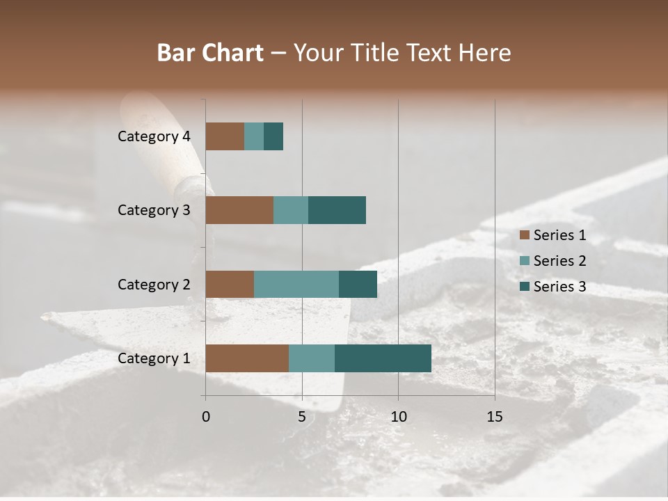 Closeup Of Mason's Trowel On Concrete Shuttering Blocks Filled With Mortar PowerPoint Template