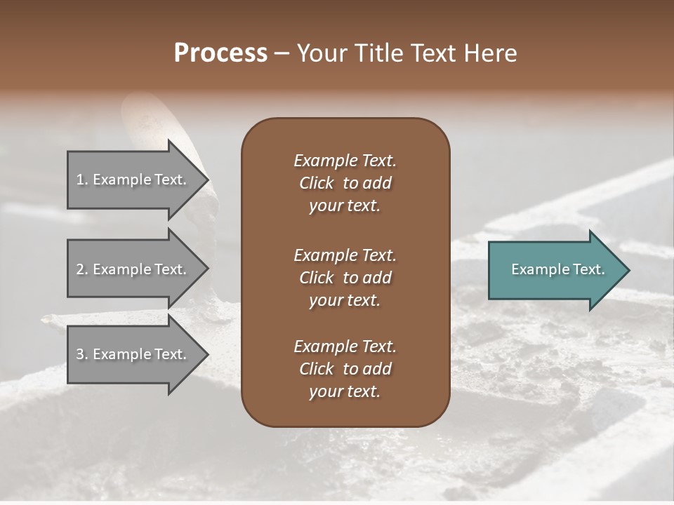 Closeup Of Mason's Trowel On Concrete Shuttering Blocks Filled With Mortar PowerPoint Template