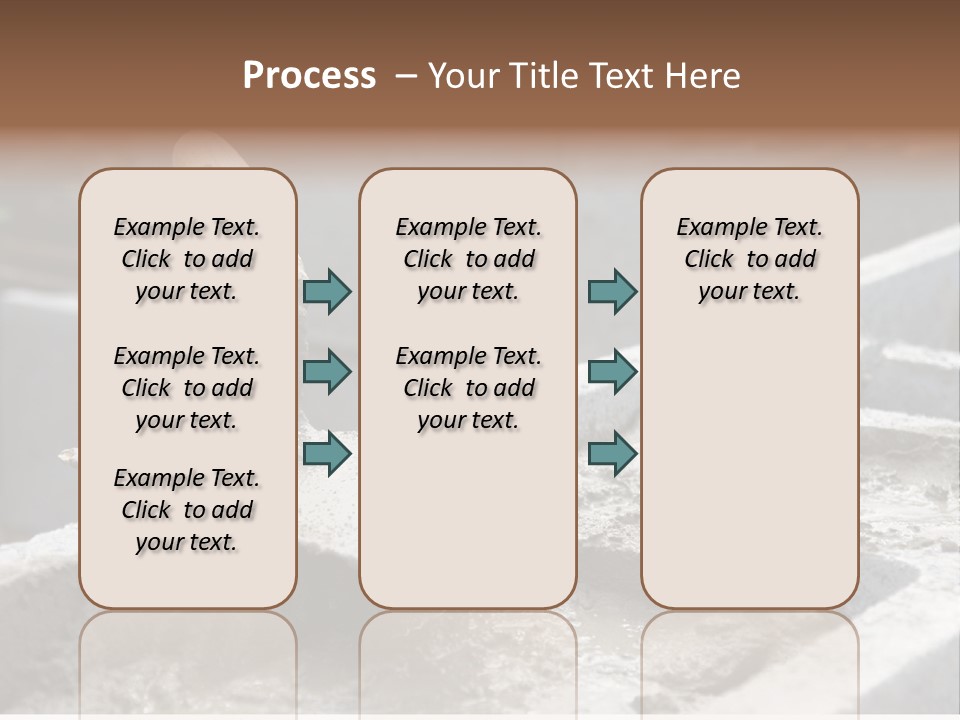 Closeup Of Mason's Trowel On Concrete Shuttering Blocks Filled With Mortar PowerPoint Template