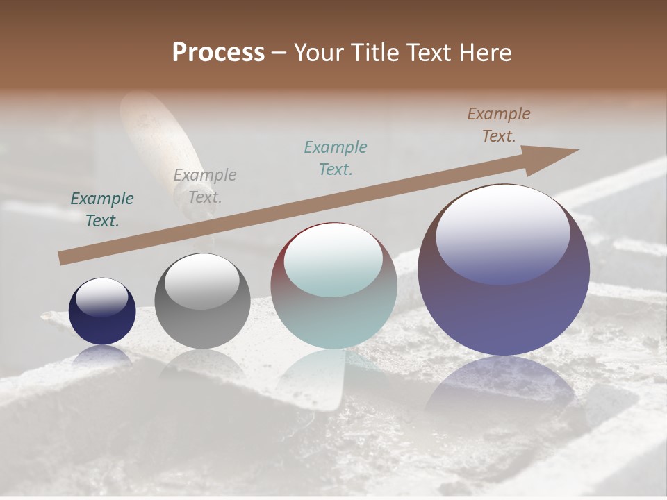 Closeup Of Mason's Trowel On Concrete Shuttering Blocks Filled With Mortar PowerPoint Template