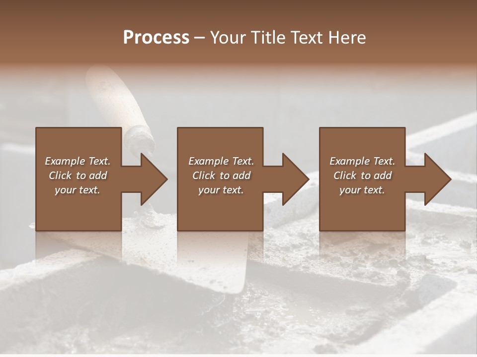 Closeup Of Mason's Trowel On Concrete Shuttering Blocks Filled With Mortar PowerPoint Template