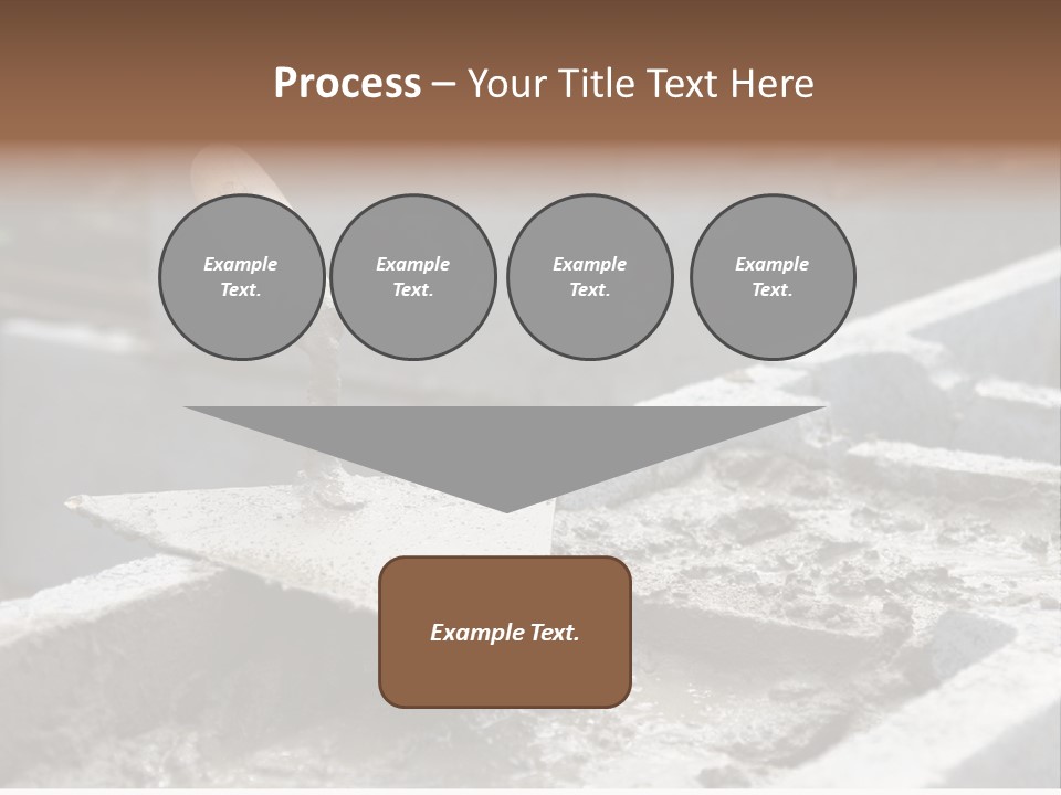 Closeup Of Mason's Trowel On Concrete Shuttering Blocks Filled With Mortar PowerPoint Template