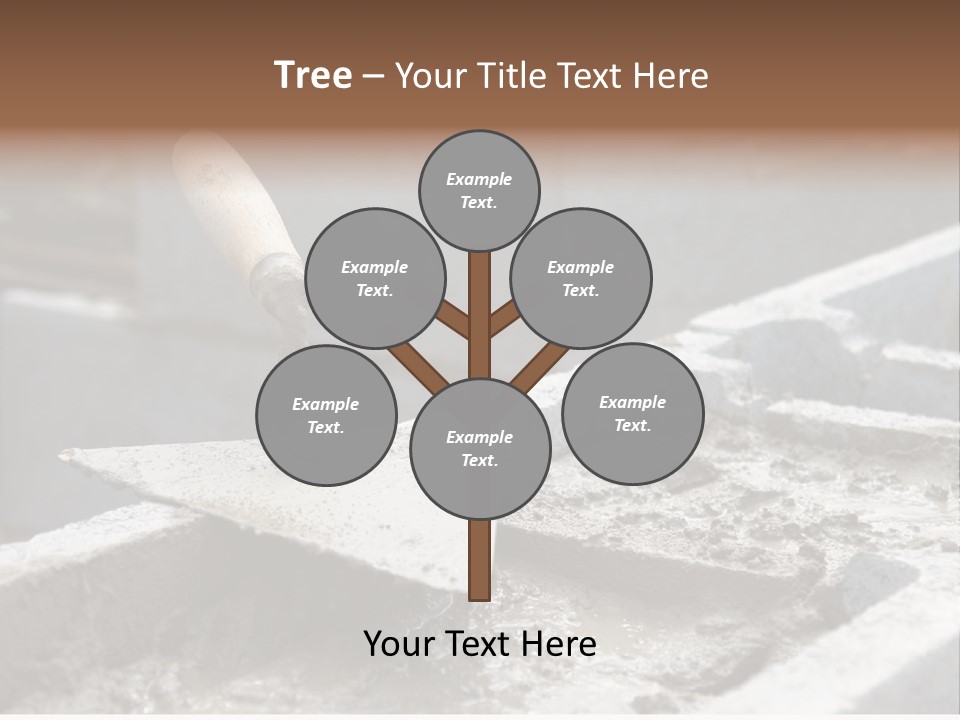 Closeup Of Mason's Trowel On Concrete Shuttering Blocks Filled With Mortar PowerPoint Template
