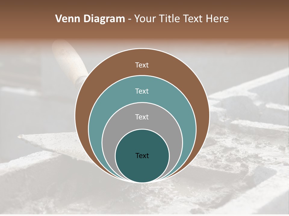 Closeup Of Mason's Trowel On Concrete Shuttering Blocks Filled With Mortar PowerPoint Template