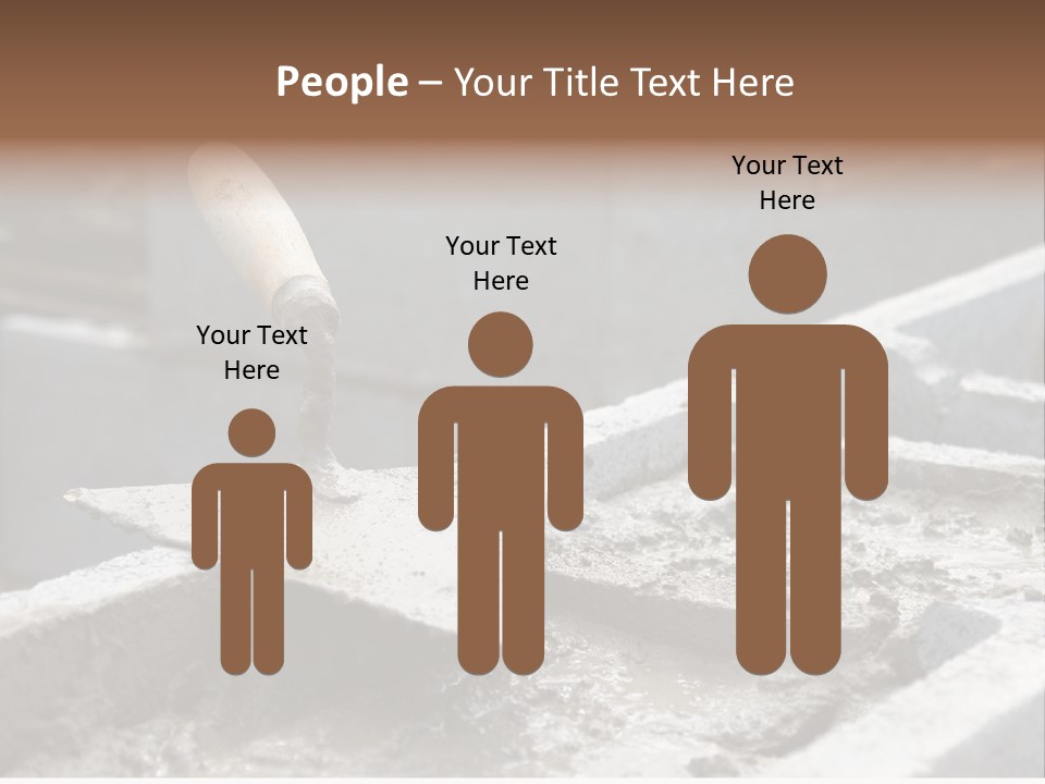 Closeup Of Mason's Trowel On Concrete Shuttering Blocks Filled With Mortar PowerPoint Template