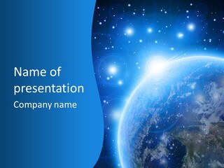 Blue Planet Earth In Outer Space PowerPoint Template