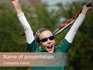 Childing Winning Tennis Game PowerPoint Template