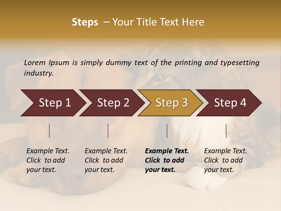 Cat And Dog Resting Together On Bed PowerPoint Template