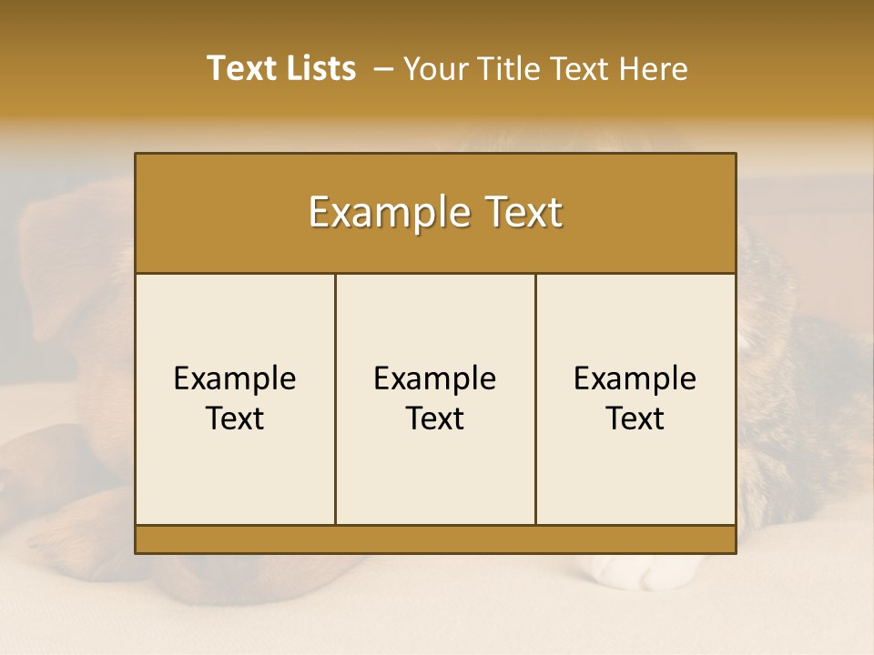 Cat And Dog Resting Together On Bed PowerPoint Template