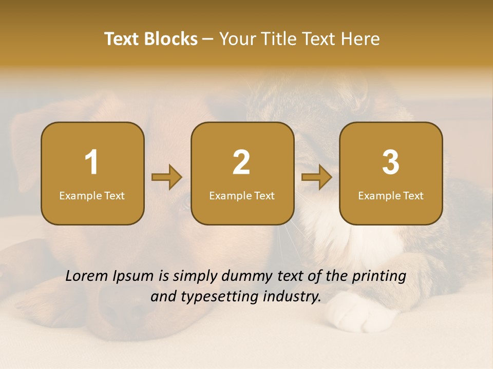 Cat And Dog Resting Together On Bed PowerPoint Template