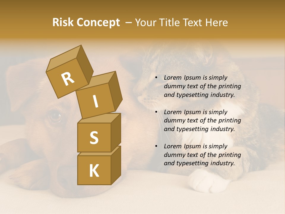 Cat And Dog Resting Together On Bed PowerPoint Template