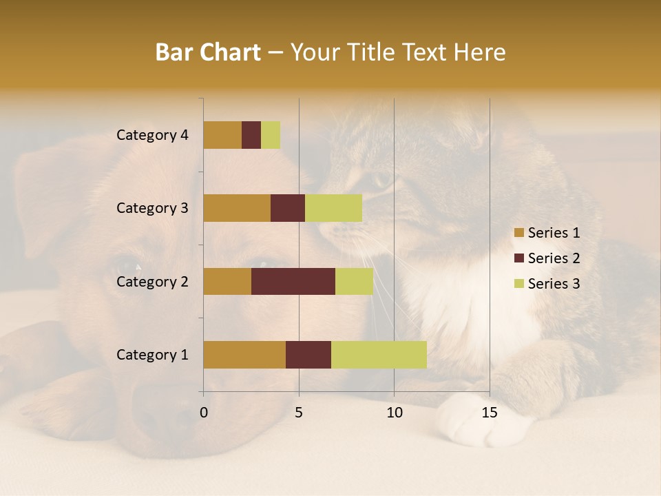 Cat And Dog Resting Together On Bed PowerPoint Template