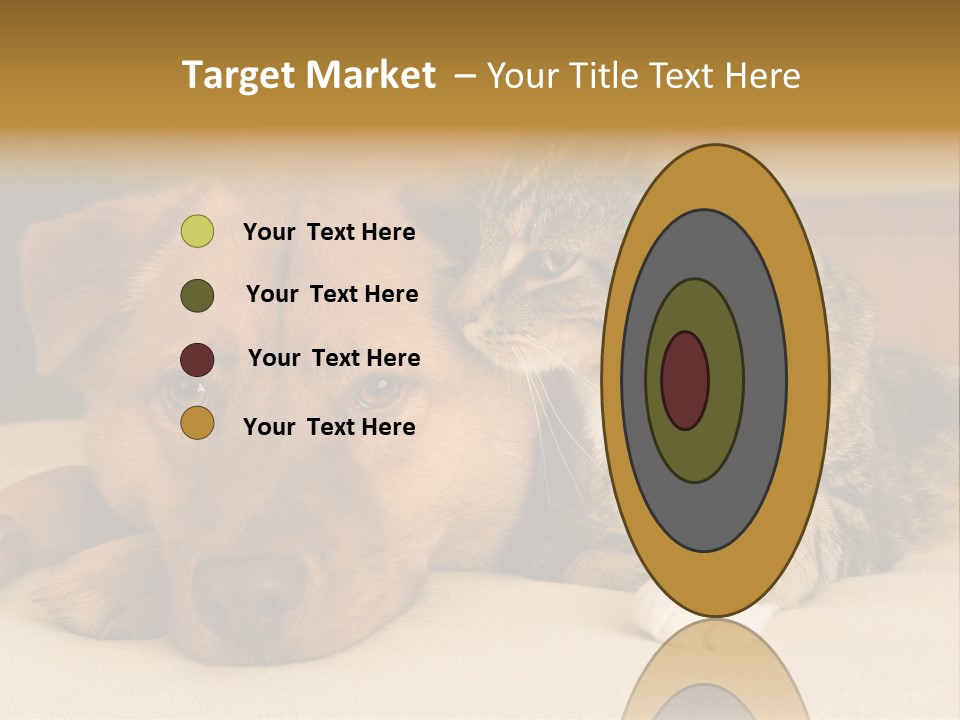 Cat And Dog Resting Together On Bed PowerPoint Template