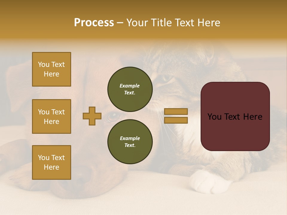Cat And Dog Resting Together On Bed PowerPoint Template
