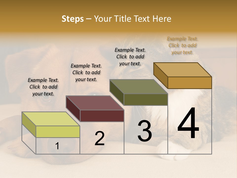 Cat And Dog Resting Together On Bed PowerPoint Template