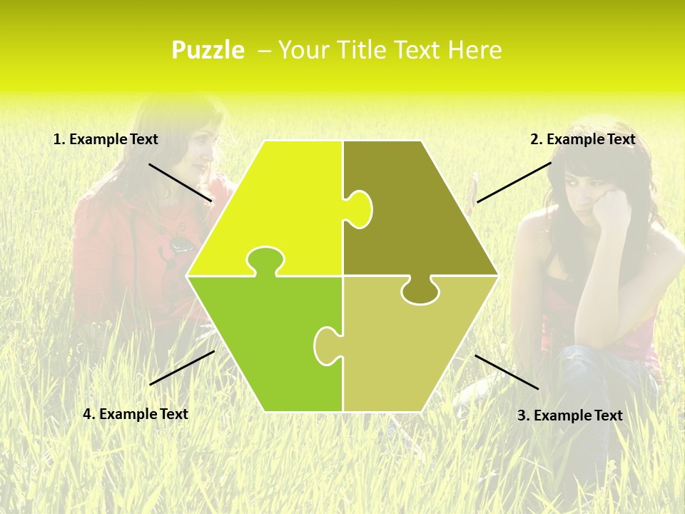 Blond Young Woman Offering Candy To Her Friend. PowerPoint Template