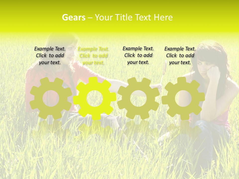 Blond Young Woman Offering Candy To Her Friend. PowerPoint Template