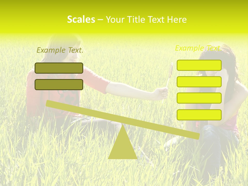 Blond Young Woman Offering Candy To Her Friend. PowerPoint Template