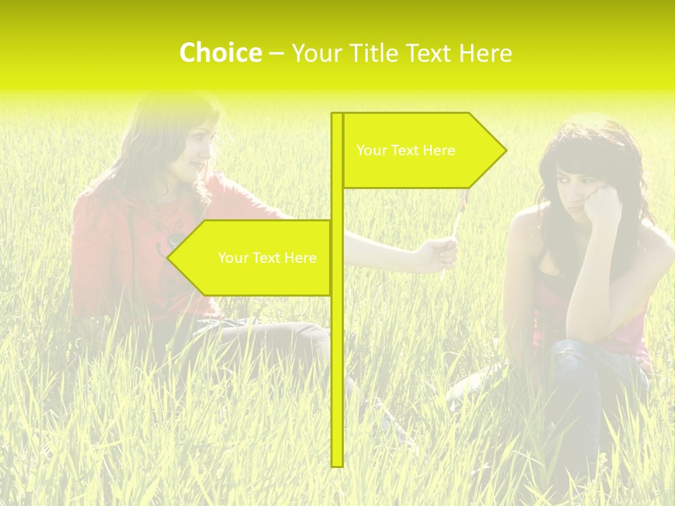 Blond Young Woman Offering Candy To Her Friend. PowerPoint Template