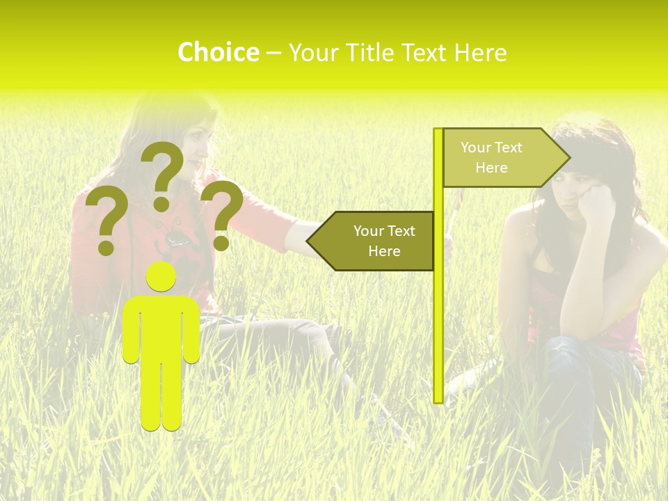 Blond Young Woman Offering Candy To Her Friend. PowerPoint Template