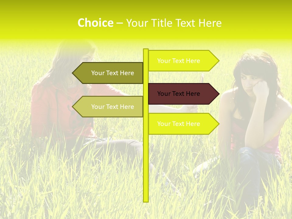 Blond Young Woman Offering Candy To Her Friend. PowerPoint Template