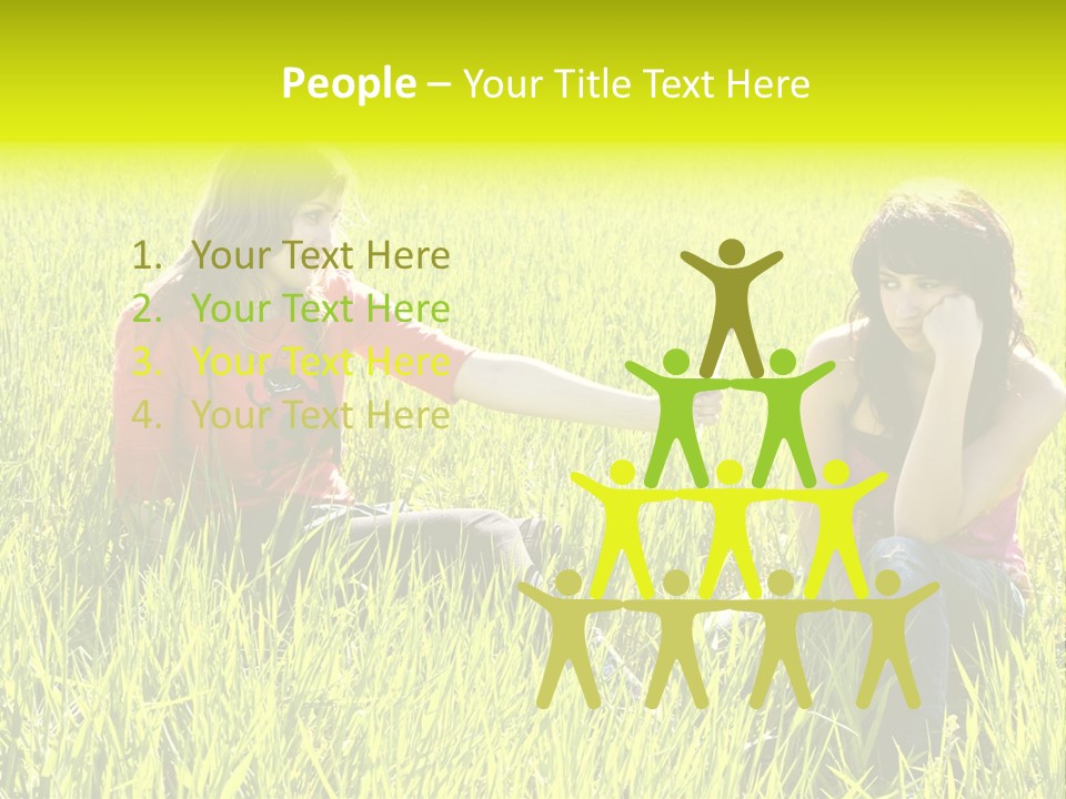 Blond Young Woman Offering Candy To Her Friend. PowerPoint Template