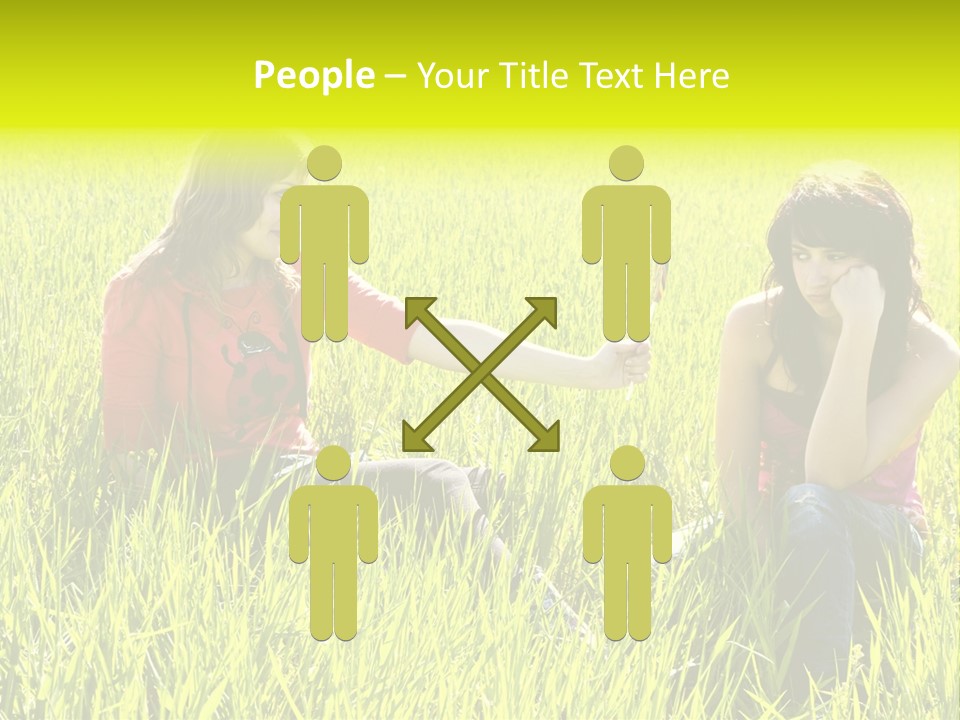 Blond Young Woman Offering Candy To Her Friend. PowerPoint Template