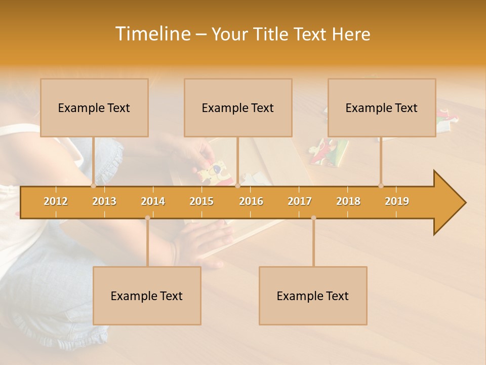 2-3 Years Old Girl Kneeling On The Floor And Solving Jigsaw Puzzle PowerPoint Template