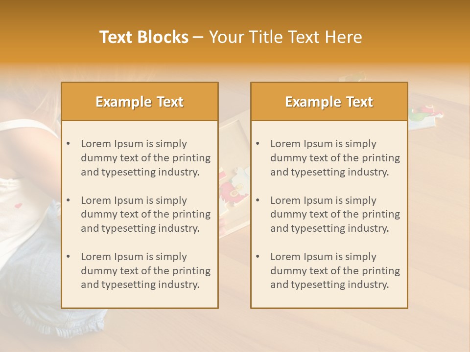 2-3 Years Old Girl Kneeling On The Floor And Solving Jigsaw Puzzle PowerPoint Template