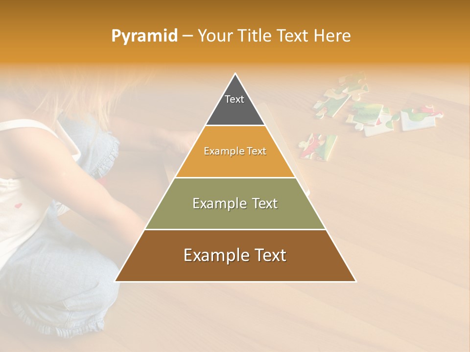 2-3 Years Old Girl Kneeling On The Floor And Solving Jigsaw Puzzle PowerPoint Template