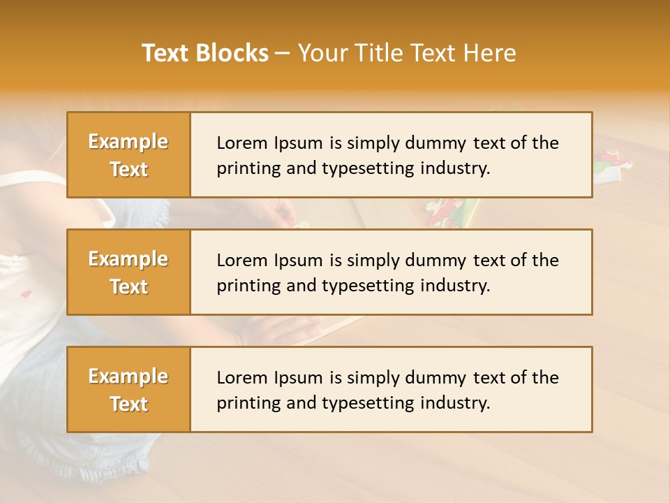 2-3 Years Old Girl Kneeling On The Floor And Solving Jigsaw Puzzle PowerPoint Template