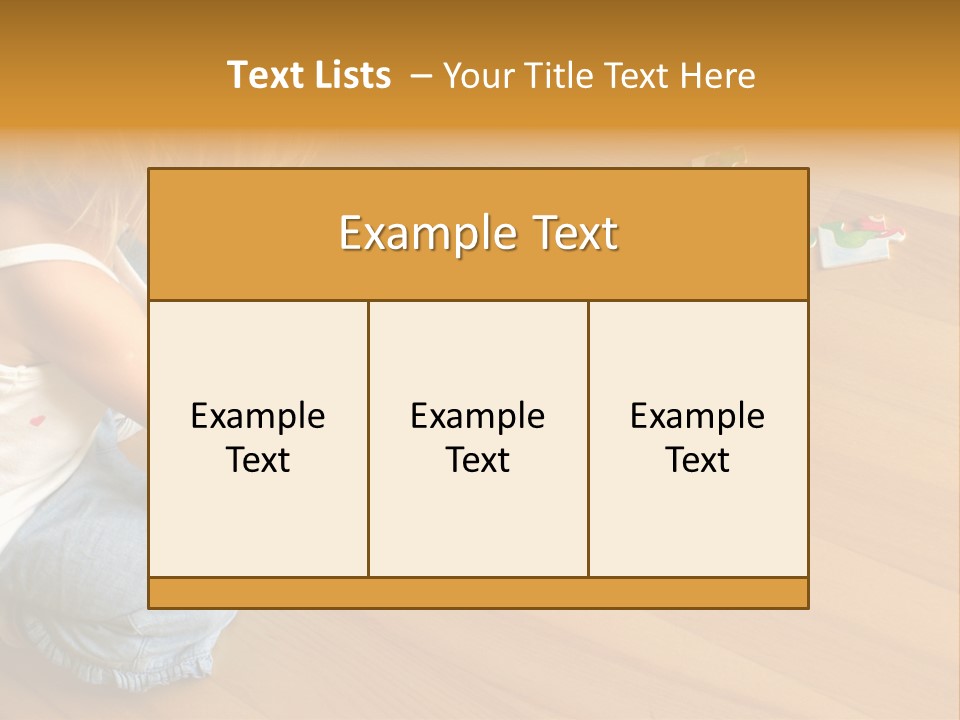 2-3 Years Old Girl Kneeling On The Floor And Solving Jigsaw Puzzle PowerPoint Template