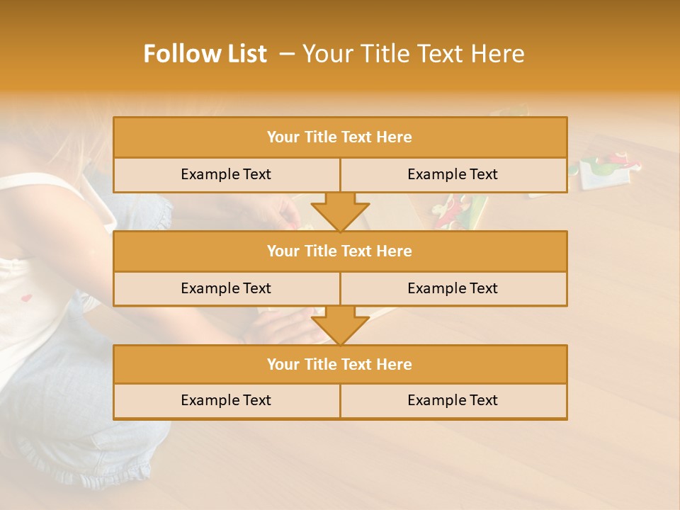 2-3 Years Old Girl Kneeling On The Floor And Solving Jigsaw Puzzle PowerPoint Template