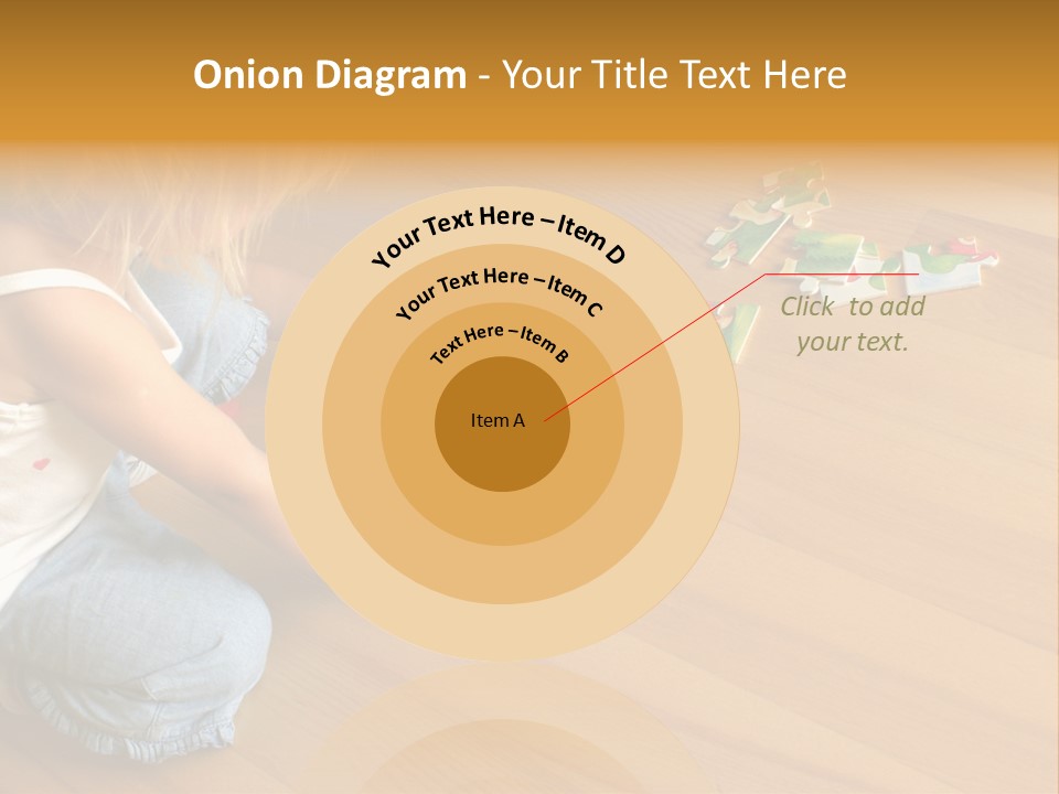 2-3 Years Old Girl Kneeling On The Floor And Solving Jigsaw Puzzle PowerPoint Template