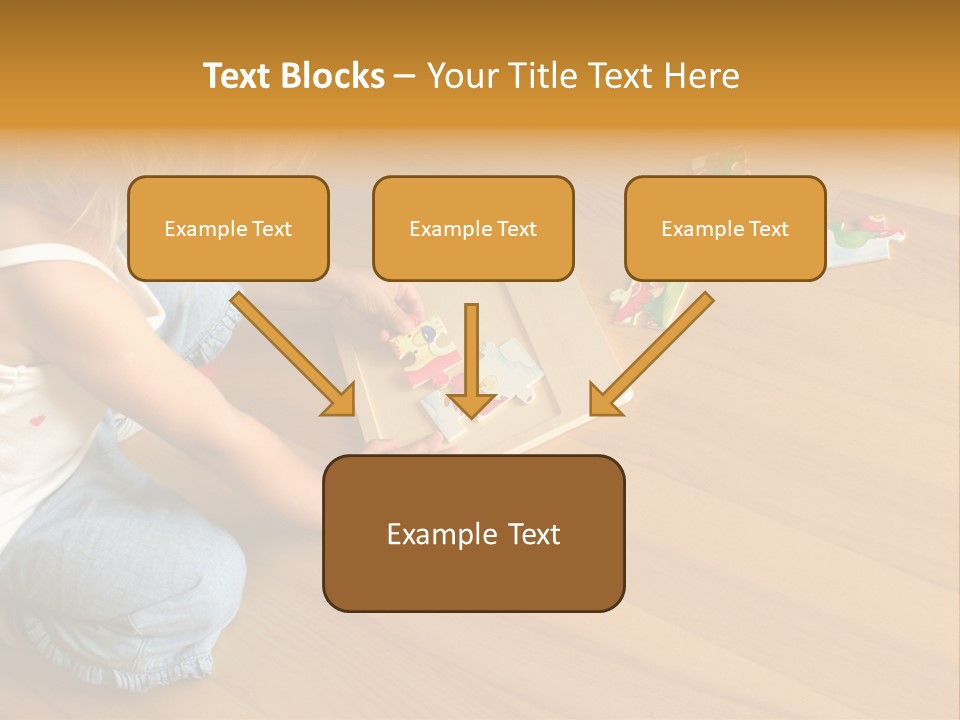 2-3 Years Old Girl Kneeling On The Floor And Solving Jigsaw Puzzle PowerPoint Template