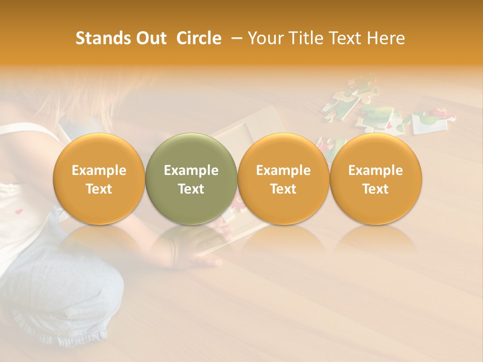 2-3 Years Old Girl Kneeling On The Floor And Solving Jigsaw Puzzle PowerPoint Template