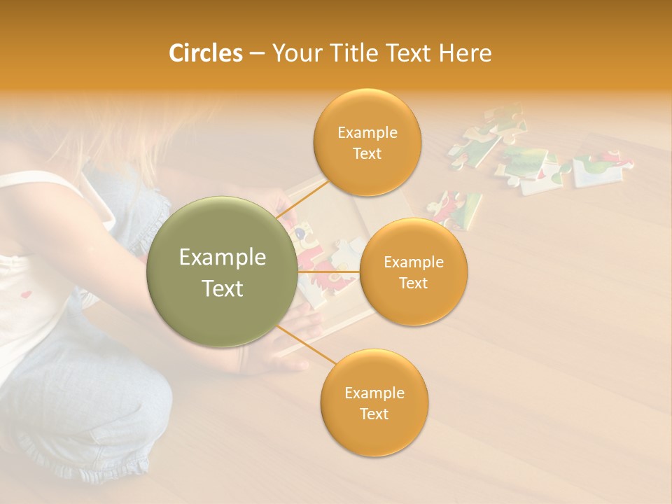 2-3 Years Old Girl Kneeling On The Floor And Solving Jigsaw Puzzle PowerPoint Template