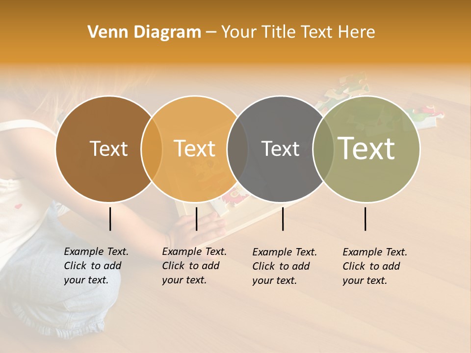 2-3 Years Old Girl Kneeling On The Floor And Solving Jigsaw Puzzle PowerPoint Template