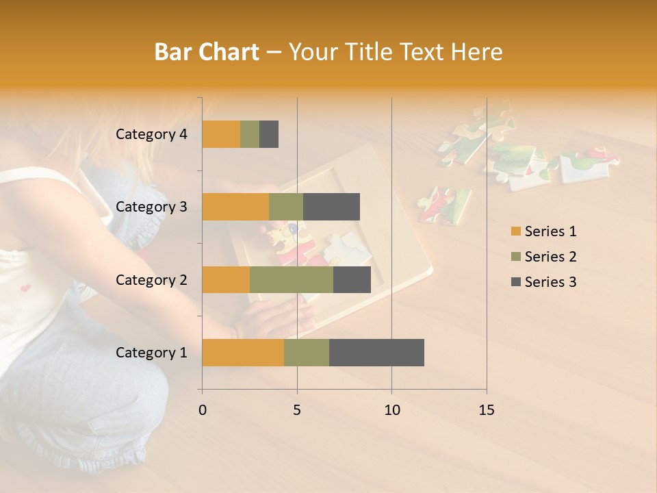 2-3 Years Old Girl Kneeling On The Floor And Solving Jigsaw Puzzle PowerPoint Template