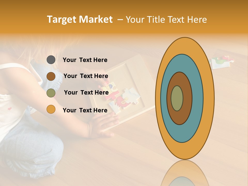 2-3 Years Old Girl Kneeling On The Floor And Solving Jigsaw Puzzle PowerPoint Template