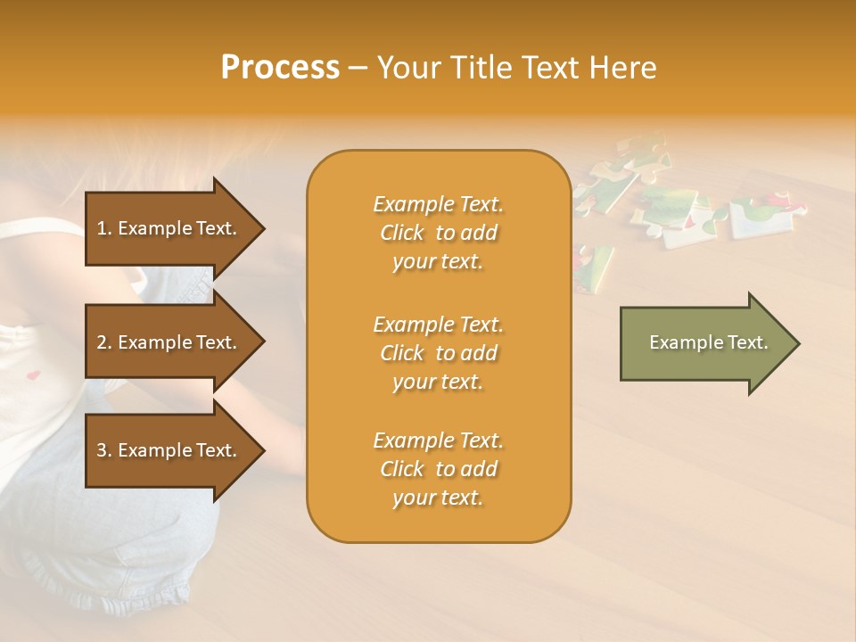 2-3 Years Old Girl Kneeling On The Floor And Solving Jigsaw Puzzle PowerPoint Template