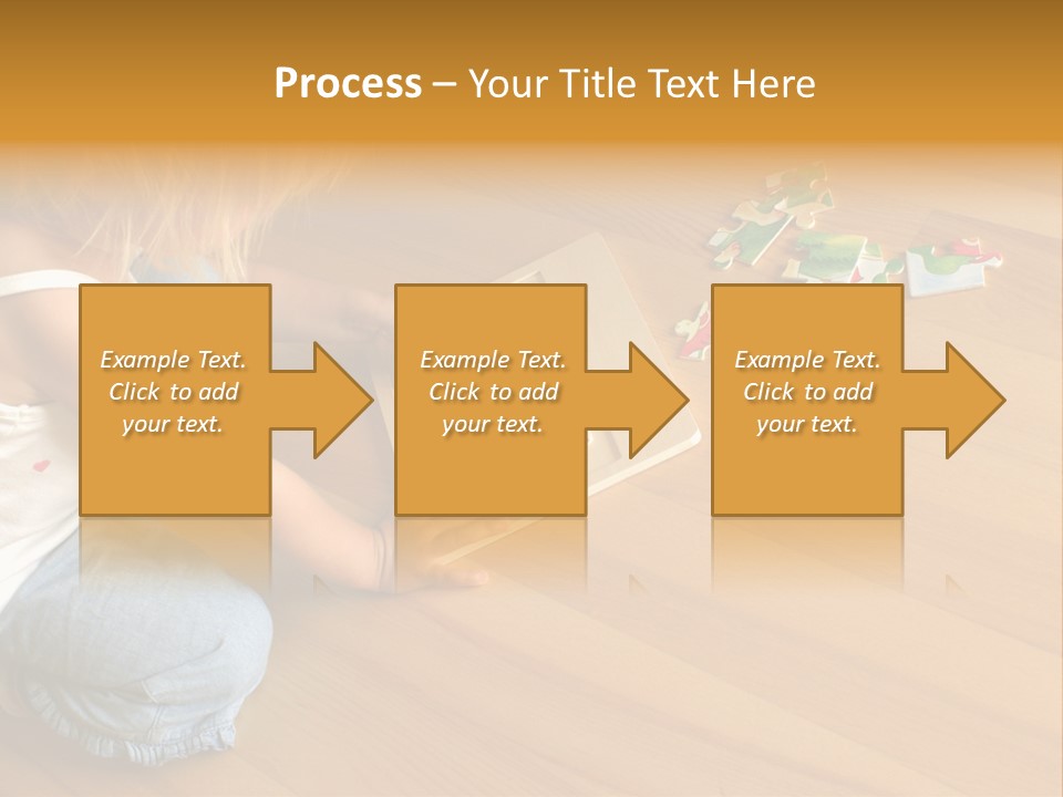 2-3 Years Old Girl Kneeling On The Floor And Solving Jigsaw Puzzle PowerPoint Template