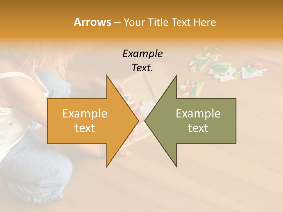 2-3 Years Old Girl Kneeling On The Floor And Solving Jigsaw Puzzle PowerPoint Template