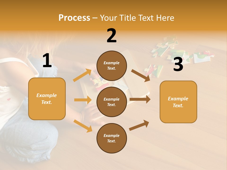 2-3 Years Old Girl Kneeling On The Floor And Solving Jigsaw Puzzle PowerPoint Template