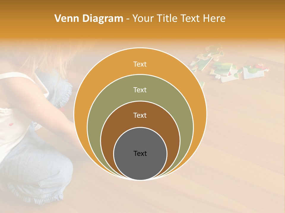 2-3 Years Old Girl Kneeling On The Floor And Solving Jigsaw Puzzle PowerPoint Template