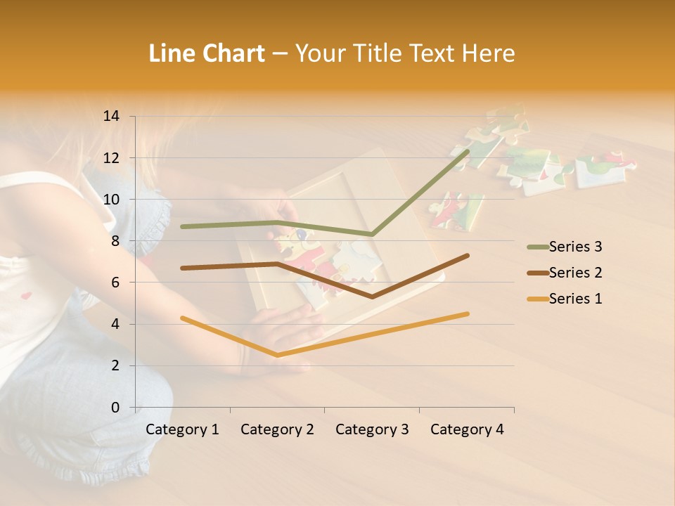 2-3 Years Old Girl Kneeling On The Floor And Solving Jigsaw Puzzle PowerPoint Template