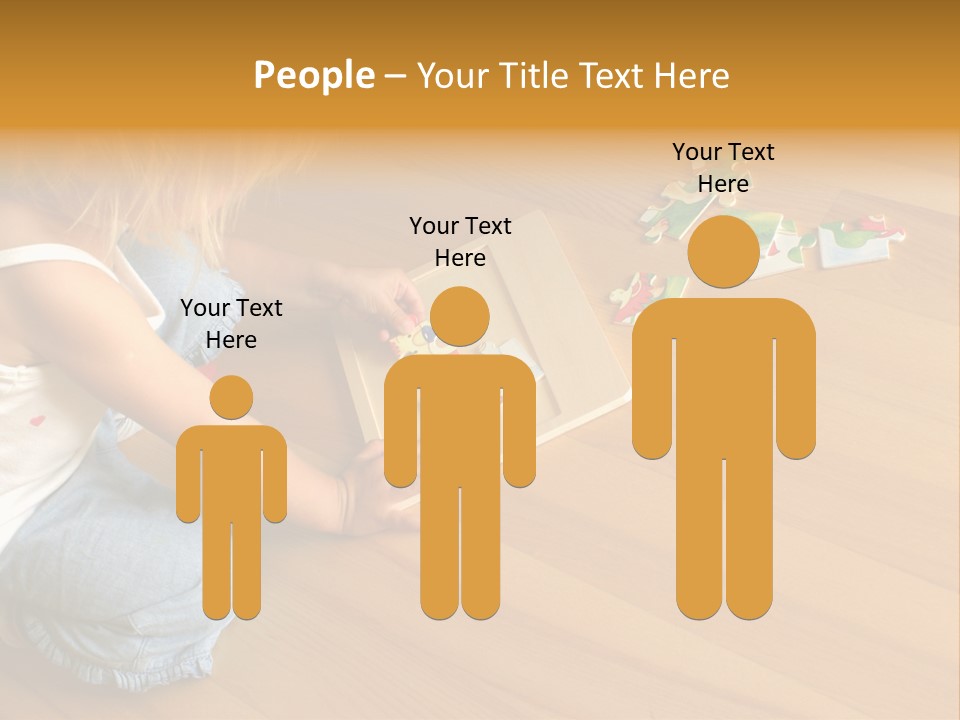 2-3 Years Old Girl Kneeling On The Floor And Solving Jigsaw Puzzle PowerPoint Template