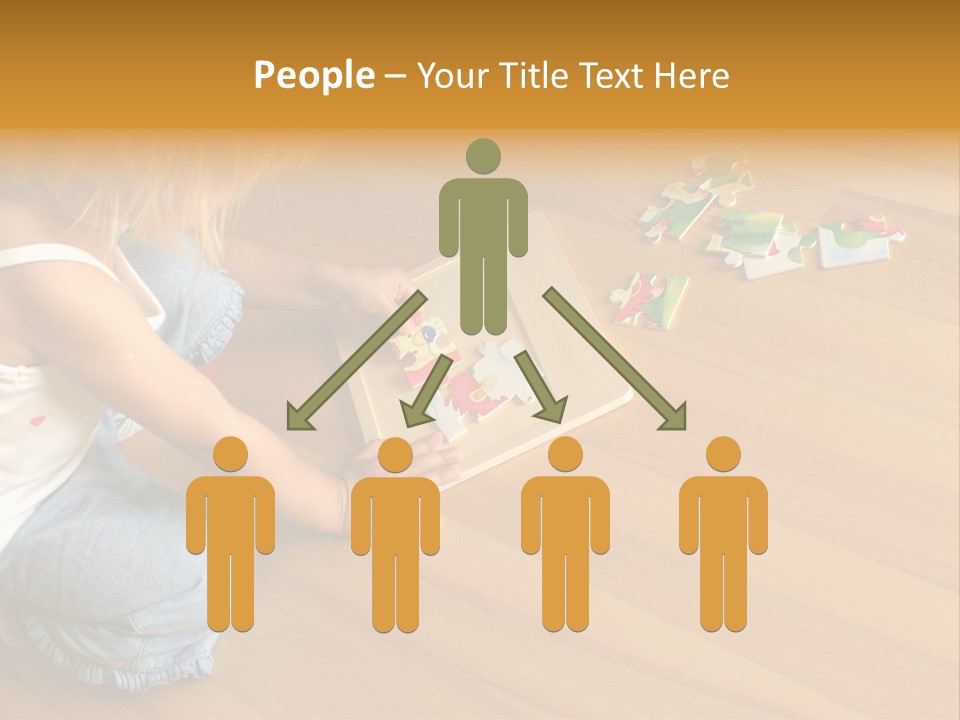 2-3 Years Old Girl Kneeling On The Floor And Solving Jigsaw Puzzle PowerPoint Template