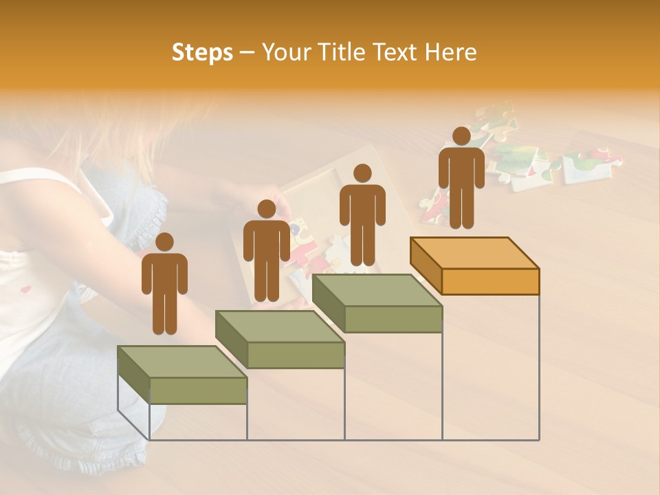 2-3 Years Old Girl Kneeling On The Floor And Solving Jigsaw Puzzle PowerPoint Template